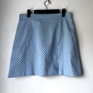 Zara Light Blue with Mint Green Polka Dots Mini Skirt L NWT